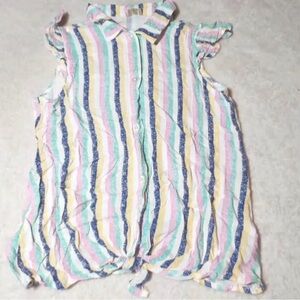 True Craft Girls Sleeveless Shirt Size L Striped Button Up